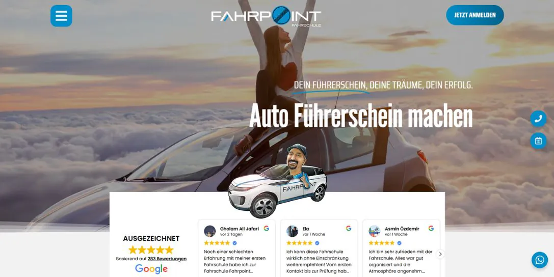 Webdesign für Fahrschulen FahrPoint Auto Führerschein