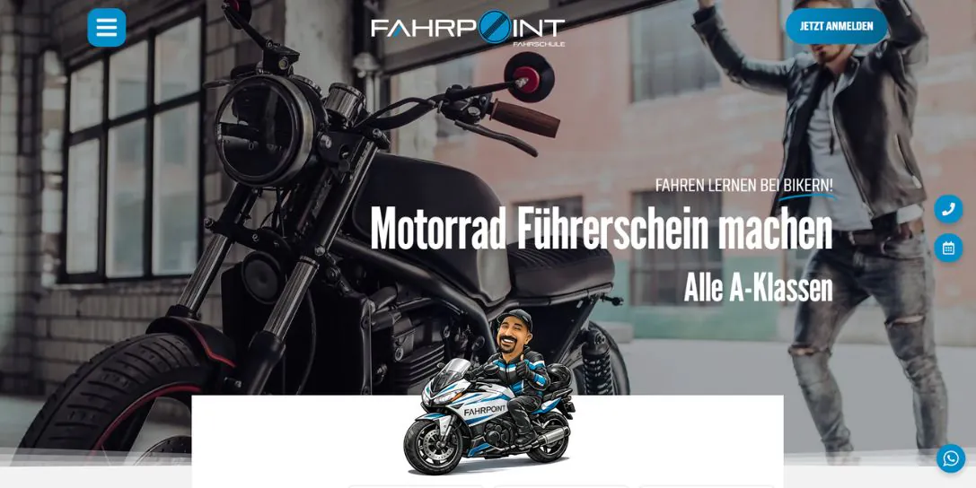 Webdesign für Fahrschulen FahrPoint Motorrad Führerschein