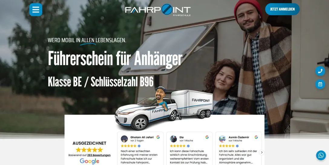 Webdesign für Fahrschulen FahrPoint Anhänger Führerschein