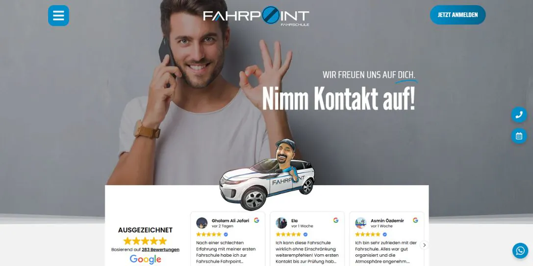 Webdesign für Fahrschulen FahrPoint Kontaktseite