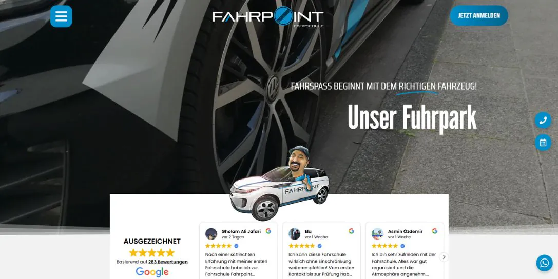 Webdesign für Fahrschulen FahrPoint Fuhpark
