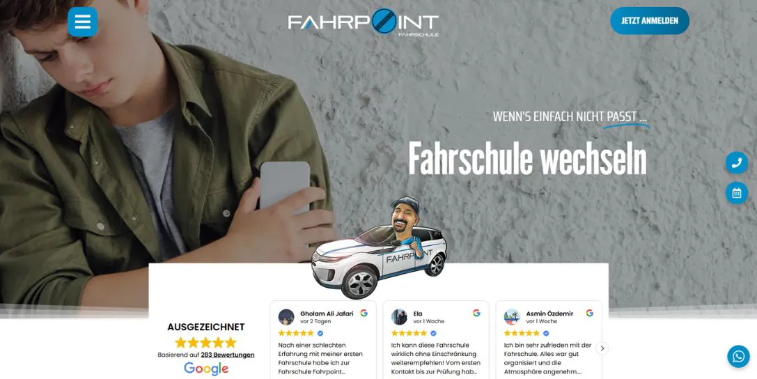 Webdesign für Fahrschulen FahrPoint Wechsel