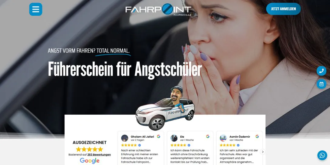 Webdesign für Fahrschulen FahrPoint Angstschüler